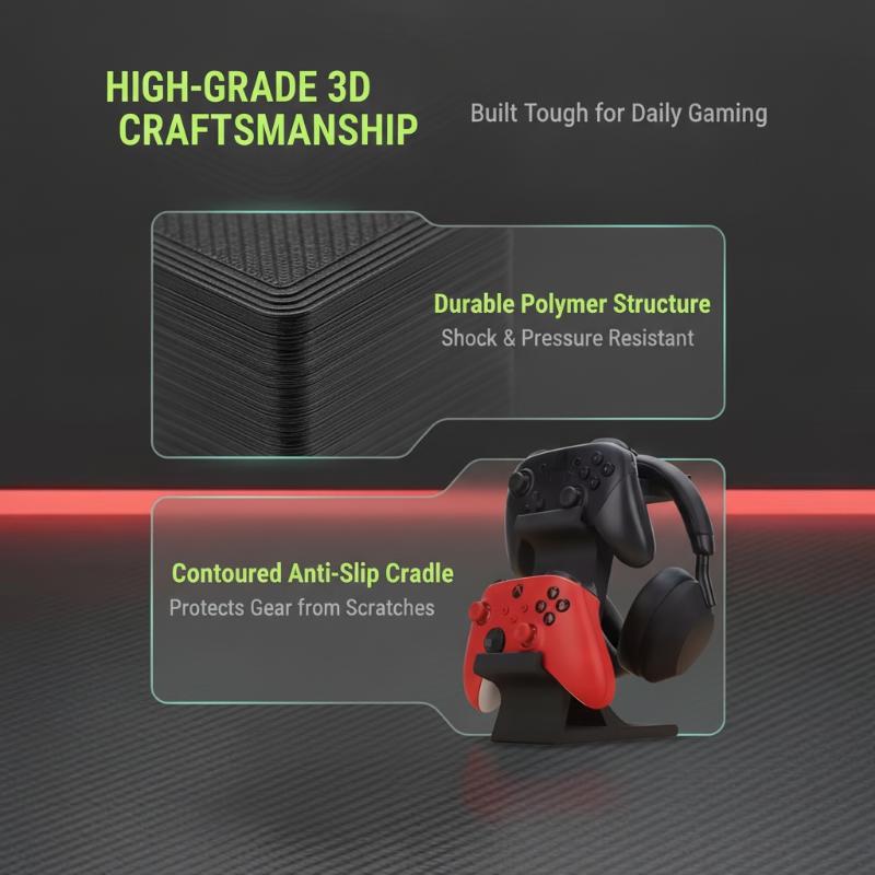 Gaming Accessories Rack - Universele dubbele gamecontroller-hoofdtelefoonhouder, multifunctioneel opbergrek, essentieel