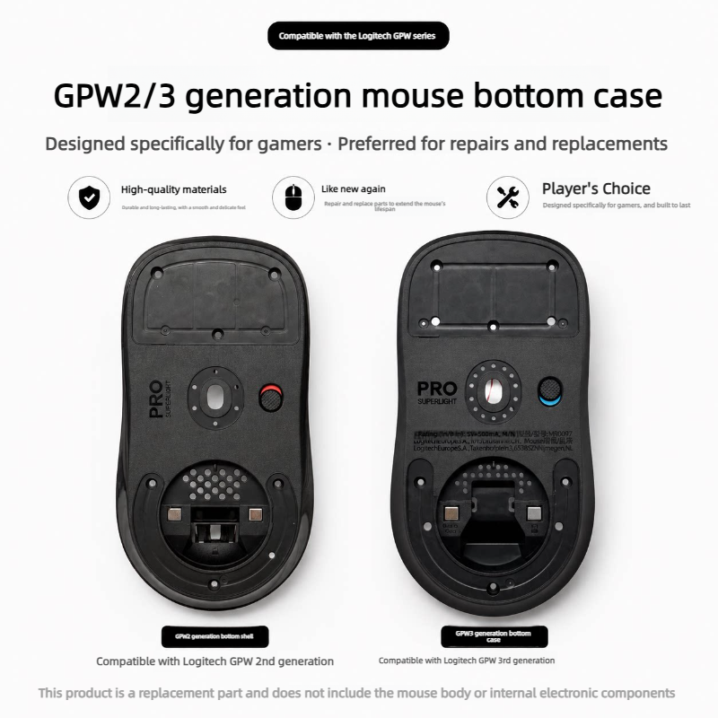 Logitech Mouse G Pro X Superlight - Vervangende onderkant voor de Logitech Gpw2,